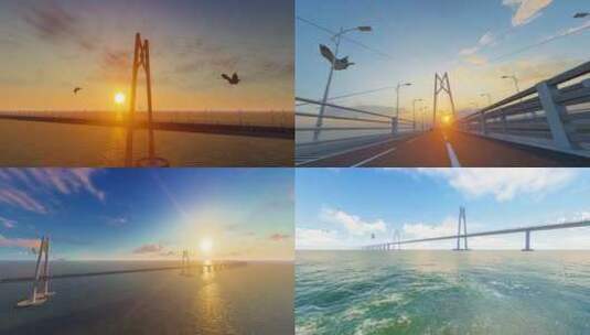 国家重点工程项目港珠澳大桥航拍高清在线视频素材下载