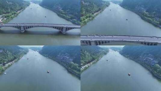 俯瞰河流山林前飞高清在线视频素材下载