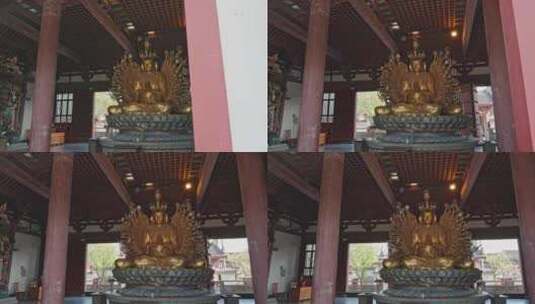 寺庙佛像千手观音上海嘉定南翔云翔寺高清在线视频素材下载