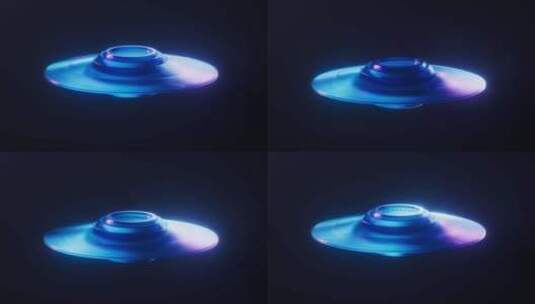 飞碟UFO与霓虹灯光效果循环动画3D渲染高清在线视频素材下载