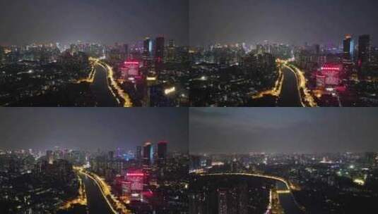 航拍成都锦江区夜景高清在线视频素材下载