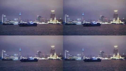 黄浦江上海外滩霓虹灯夜景高清在线视频素材下载