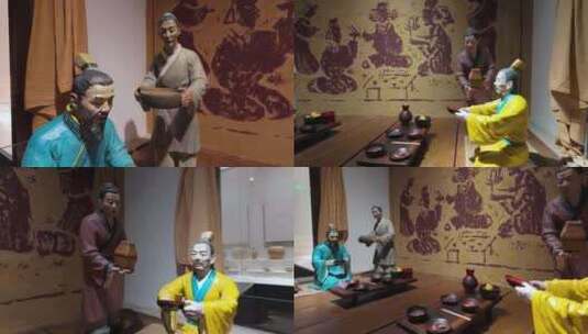 中国古代古人宴会吃饭生活场景高清在线视频素材下载