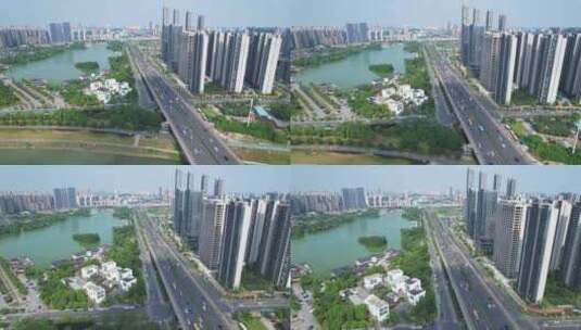 中国长沙市三一大道城市航拍风光高清在线视频素材下载
