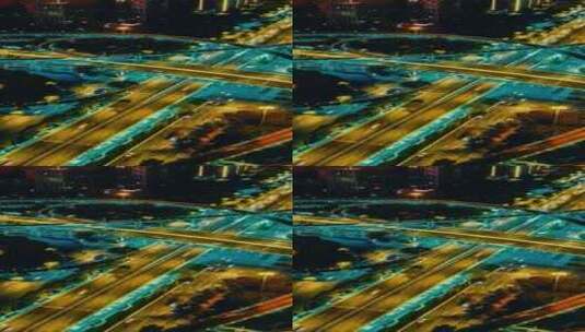 城市高架桥夜景竖屏航拍延时高清在线视频素材下载
