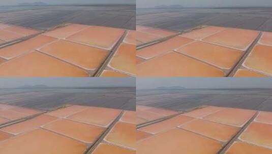 阿尔巴尼亚红盐生产池上的鸟瞰图无人机射击高清在线视频素材下载