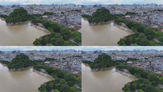 桂林夏季暴雨洪水后漓江高清在线视频素材下载