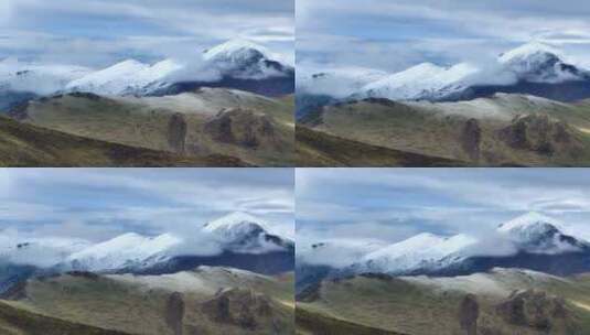 4k实景航拍西藏羊卓雍措雪山高清在线视频素材下载