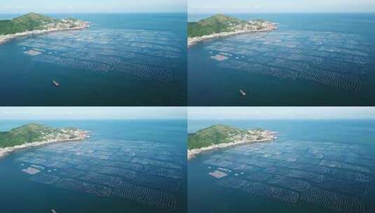 浙江舟山枸杞岛海上牧场风光航拍高清在线视频素材下载
