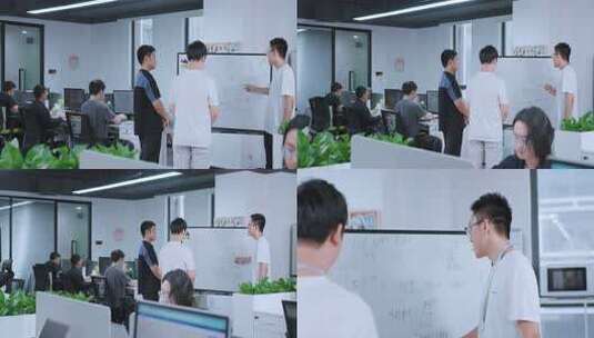 两人白板前交流网络科技内容高清在线视频素材下载