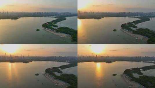 4K武汉东湖晚霞风景视频高清在线视频素材下载