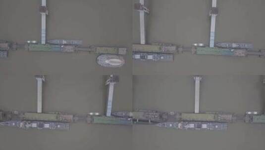 航拍武汉汉口长江码头高清在线视频素材下载