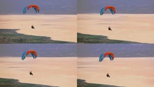 航拍玩滑翔伞的人高清在线视频素材下载