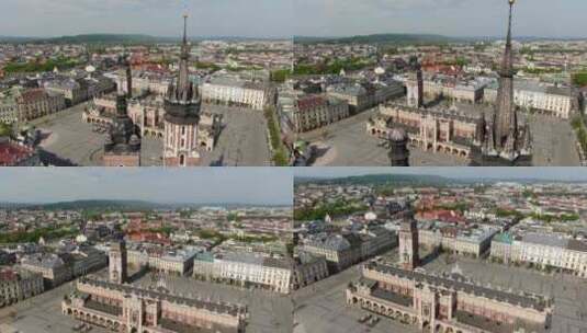 飞越主广场，克拉科夫的Rynek Glowny，波兰的克拉科夫市，波兰高清在线视频素材下载