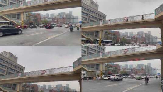 城市车流过街天桥人流高清在线视频素材下载