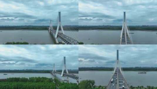 4K航拍天兴州长江大桥高清在线视频素材下载