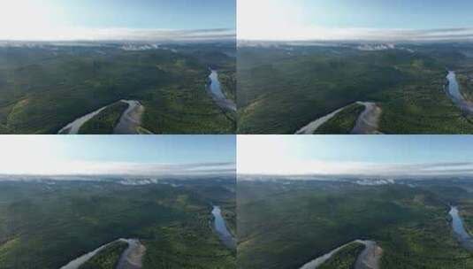 高山森林河流初秋风景高清在线视频素材下载