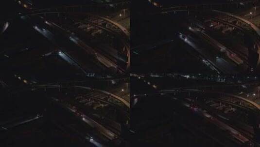航拍上海绕城高速高架立交桥行驶的车流高清在线视频素材下载