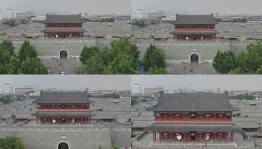 航拍山东潍坊青州古城古城门高清在线视频素材下载