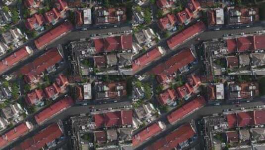 俯瞰城市居民住宅小区建筑和街道高清在线视频素材下载