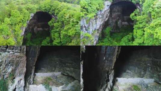 贵州黔东南洞葬进洞近景航拍4K高清在线视频素材下载