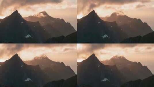 雪山山顶的阳光丁达尔效应高清在线视频素材下载