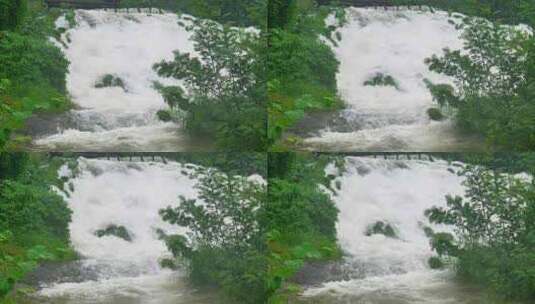 河流夏季洪水强降雨地质灾害山洪咆哮抗洪高清在线视频素材下载