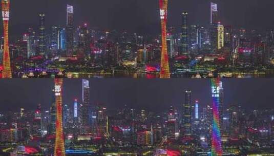 4K航拍广州第十二届国际灯光节高清在线视频素材下载