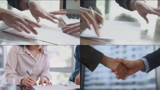 商务签约，握手4K，合同签约高清在线视频素材下载