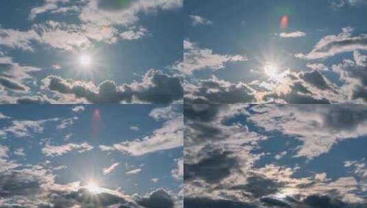 太阳落下 蓝天白云延时天空高清在线视频素材下载