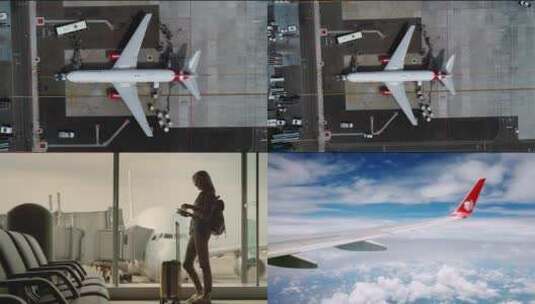 飞机航空机场航班飞行机场飞机机场起飞高清在线视频素材下载