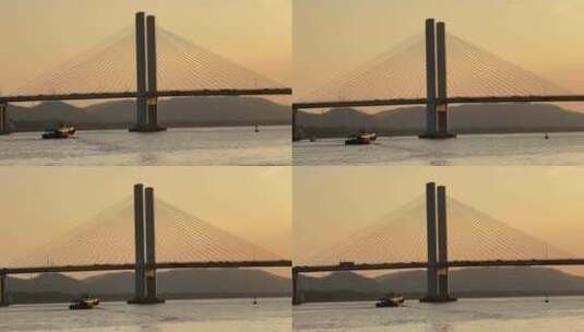 黄昏下的横琴大桥高清在线视频素材下载