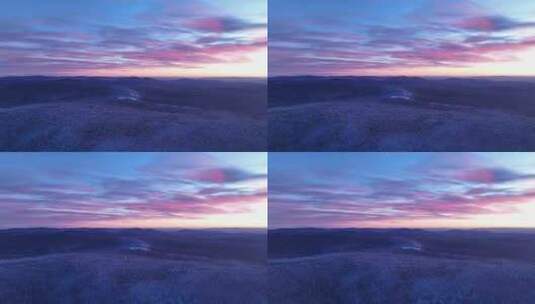 航拍黎明时的大兴安岭林海雪原高清在线视频素材下载