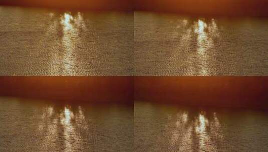 波光粼粼的水面染成金色高清在线视频素材下载