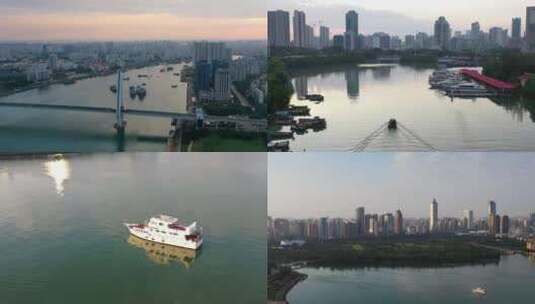 航拍海口城市日出高清在线视频素材下载