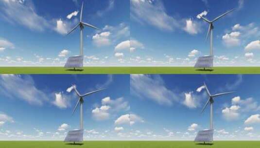风力发电  太阳板新能源高清在线视频素材下载