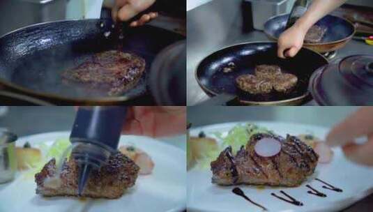 西餐牛排高端食材烹饪牛排高清在线视频素材下载