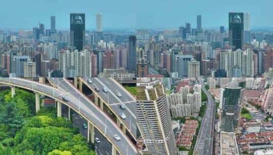 上海市黄浦区市区延安东路立交桥高架桥汽车高清在线视频素材下载