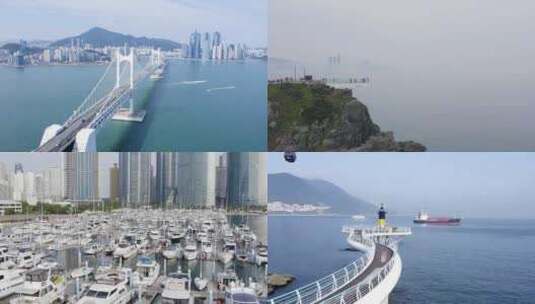 跨海大桥 海边城市 城市航拍 滨海城市高清在线视频素材下载