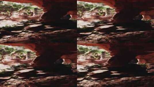 一个天然洞穴，拥有令人惊叹的岩石构造和茂高清在线视频素材下载
