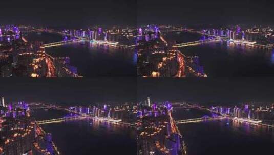 长沙夜景城市航拍景色高清在线视频素材下载