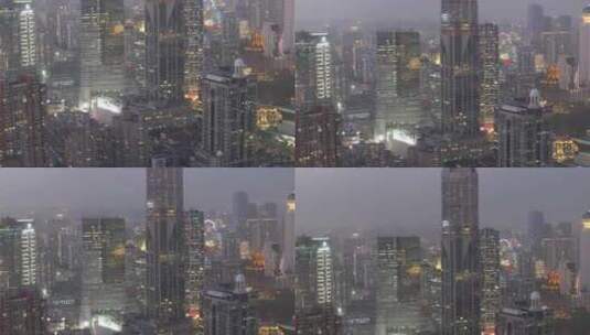 航拍上海 繁华夜景高清在线视频素材下载