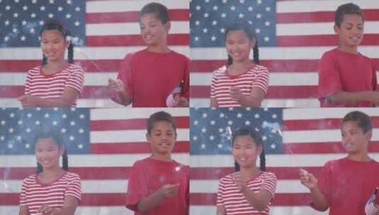 美国儿童挥手庆祝活动高清在线视频素材下载
