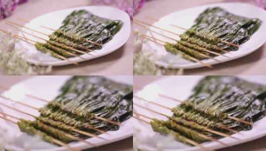 烧烤烤韭菜 (3)高清在线视频素材下载