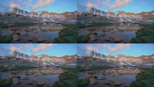 花岗岩公园的山峰和湖水高清在线视频素材下载