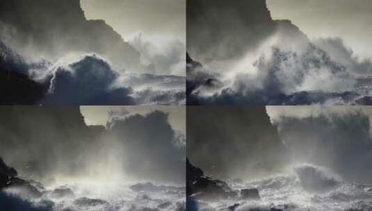 巨大海浪卷进夏威夷海岸高清在线视频素材下载