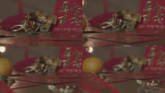 春节红包和钱币的特写镜头高清在线视频素材下载