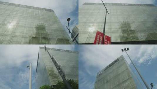 上海仰拍街道建筑参观视角高清在线视频素材下载