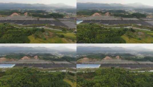 航拍现代农业大棚种植基地高清在线视频素材下载