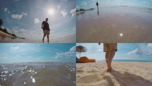 泰国旅游视频泰国沙滩上的一个游客高清在线视频素材下载